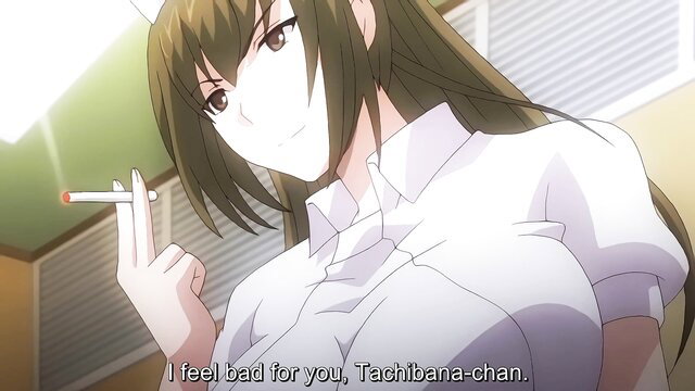 Busty JAV nurse Tachibana smokes, feels bad for horny patient