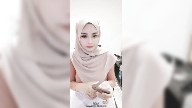 Beautiful hijab girl smooth skin masturbates to squirt orgasm