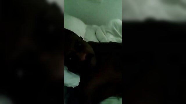 Blurry Mallu couple in hotel bed, dark skin woman lying nude