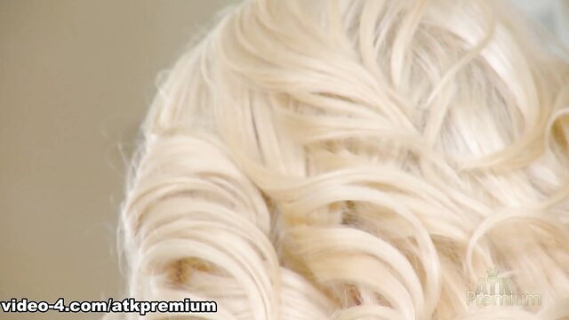 Anikka Albrite blonde curls closeup, exotic babe masturbating