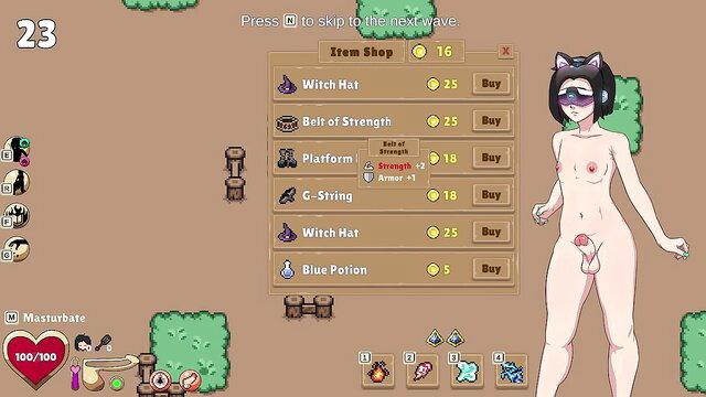 Solstice AD nude in Femboy Survival shop, big tits & cock exposed