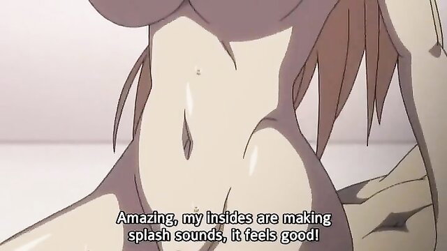 Busty anime milf's pussy creampied, cum splashing out insides