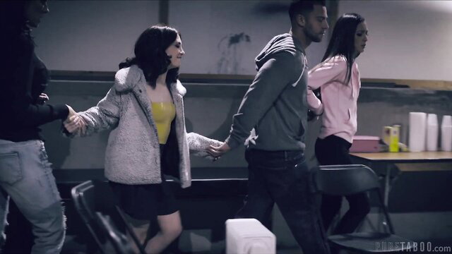 Jane Wilde, Jaye Summers, Reagan Foxx holding hands in taboo scene