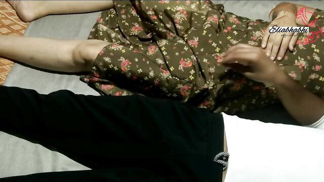 Elia Bhabhi in floral dress grabs thick cock, hot amateur tease