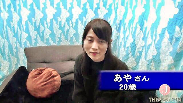 20yo Japanese college girl smiling in black turtleneck, JAV pickup thumbnail