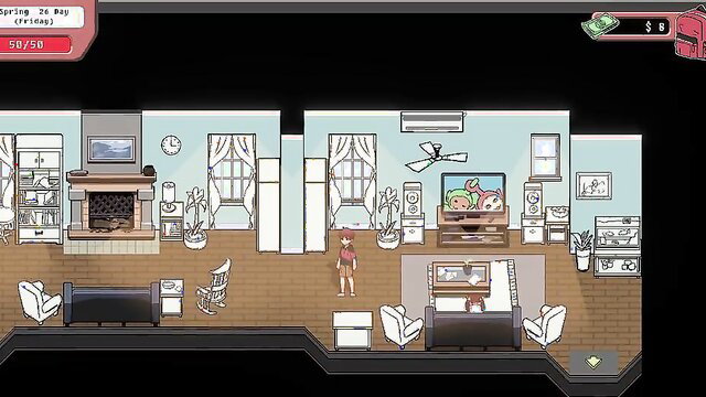 Spooky Milk Life hentai girl in bikini stands in home, walkthrough part 7 rewards