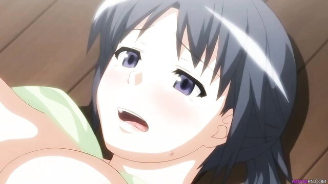 Beloved Mother Hentai anime girl with blue eyes smirking aroused closeup