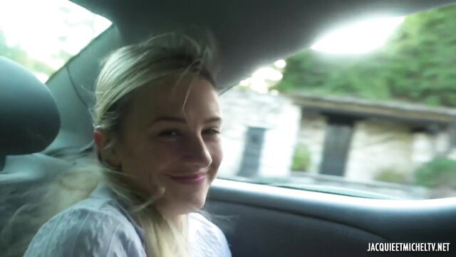 Alice Wild smiling in car, hot blonde amateur ready for action