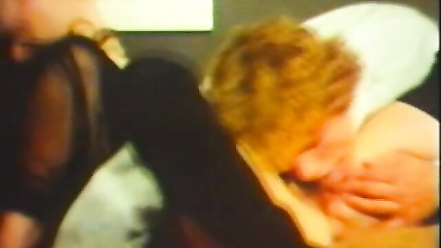 Retro anal teen in lingerie rides cock passionately