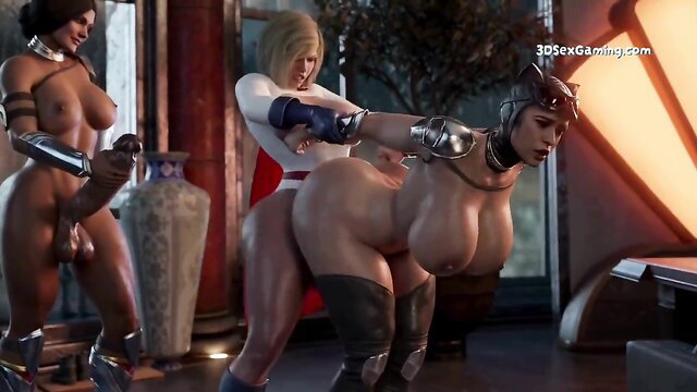 Batgirl fucked by Wonder Woman & Supergirl threesome futanari rough animation by Crazy1Love