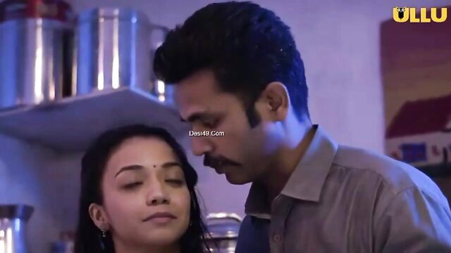 Indian Chachi No 1 couple intimate closeup gaze in kitchen