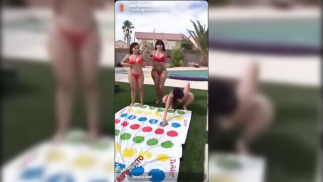 Brittanya Razavi bikini babes playing giant Twister poolside