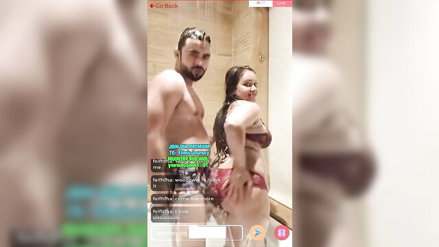 Indian Priya Gamre wet shower couple live show with boyfriend