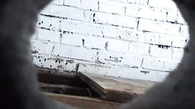 Blonde in shabby toilet spied on hidden cam voyeur view