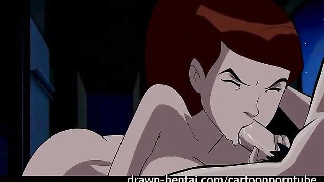 Gwen from Ben 10 nude blowjob on Kevin's cock, fierce expression