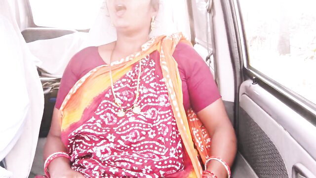 Indian stepmom in saree with big tits in steamy van tease