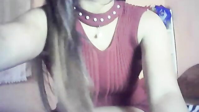 Sexy Asian milf in red ruched dress and choker necklace selfie