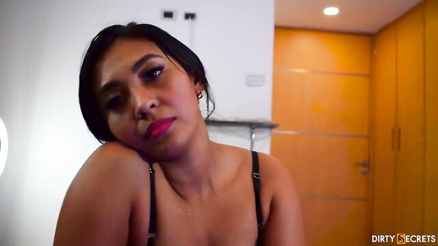 Leyla Johnson in black bra, seductive pose from Dirty Secrets