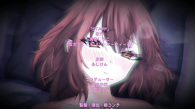 Shy anime girlfriend blushing with ahegao face in raw hentai sex