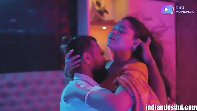 Indian maid with big boobs passionately kissed by boss in saree