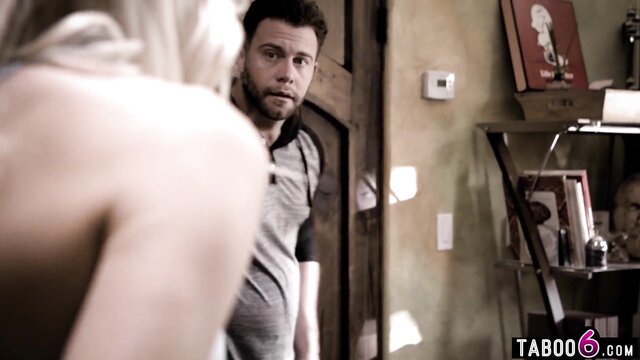 Blonde matchmaker teases new client in tight gray tank top