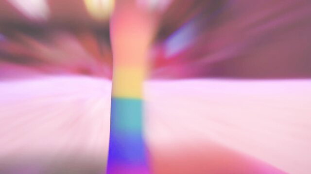 Blurry rainbow dildo closeup in Asheen's sexy horsie cosplay