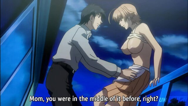 Hentai stepmom caught mid-masturbate by son, huge tits exposed