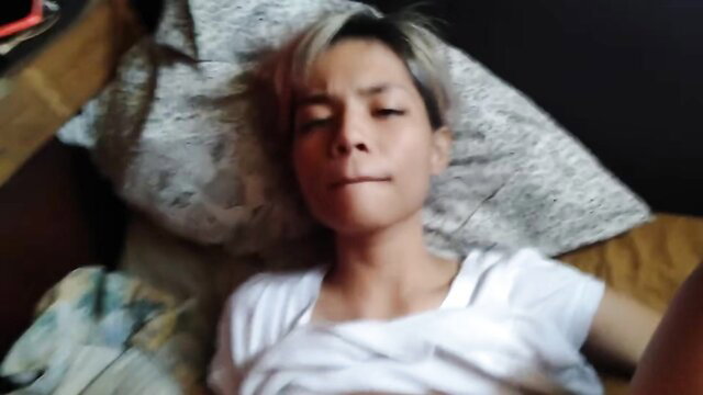 Hot pinay cousin sleeping in tight white tee, ready for free fuck