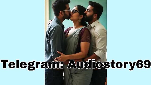 Indian MILF in saree kissed by two men in steamy threesome tease