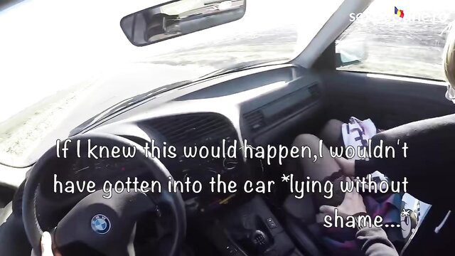 18yo Romanian teen regrets car ride, POV amateur fuck shame