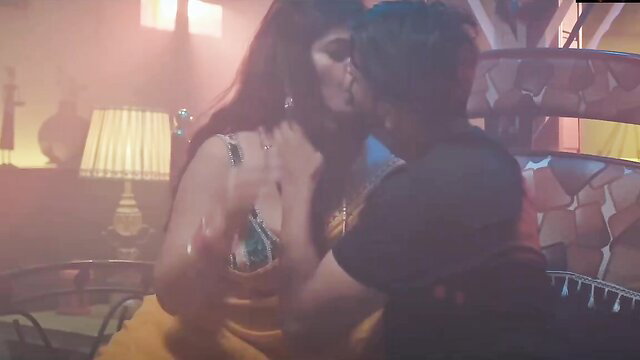 Hot Indian step-mom passionately kisses horny step-son in steamy sex scene