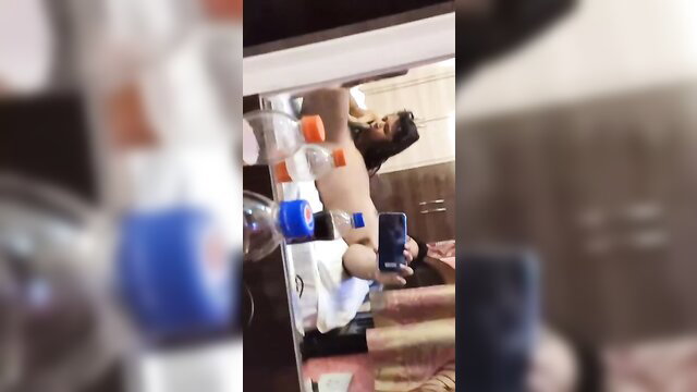 Sri Lankan housewife naked selfie in bathroom with phone