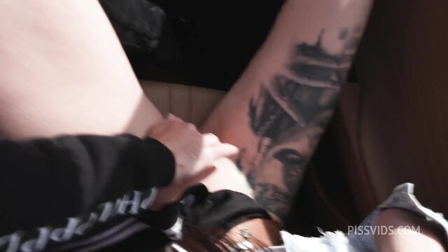 Jolee Love DAP gangbang with tattooed man in car, explicit action