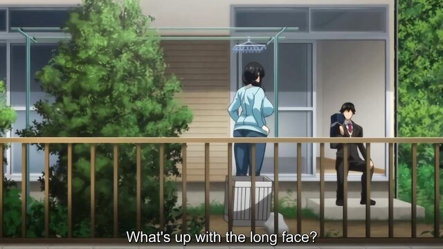 Hentai mom with huge tits chats with bullied student on balcony