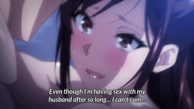 Cheating anime wife frustrated, can't cum with husband in Sunflowers Bloom at Night hentai