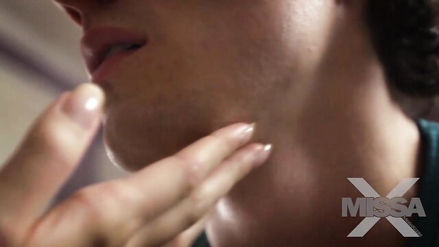 Lana Rhoades closeup face and neck touch in hot scene