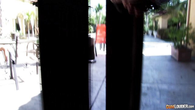 Trinity St Clair outdoor patio tease, sexy Asian babe in dress