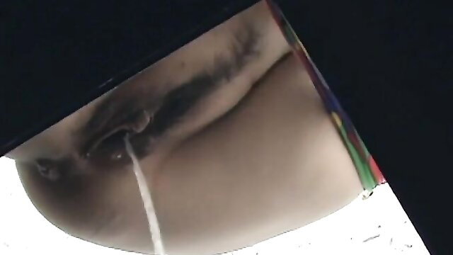 Hairy pussy closeup of curvaceous white chick in dirty toilet