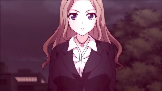 Blonde anime girl in tight suit, JK blackmailed by ugly manager