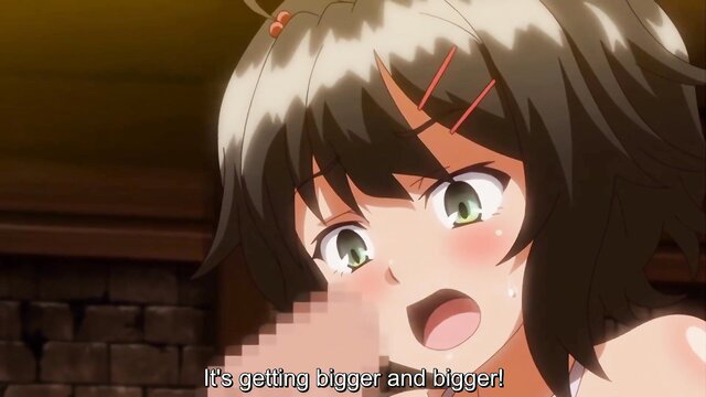 Hentai teen succubus with flushed face reacts to huge cock getting bigger