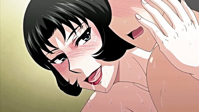 Two busty anime wives in steamy yuri kiss from Hitozuma Mitsu To Niku