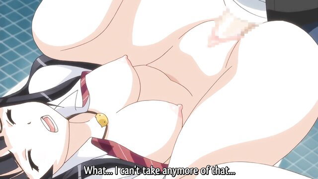 Hentai girl with huge tits creampied, overflowing cum from pussy in bathroom