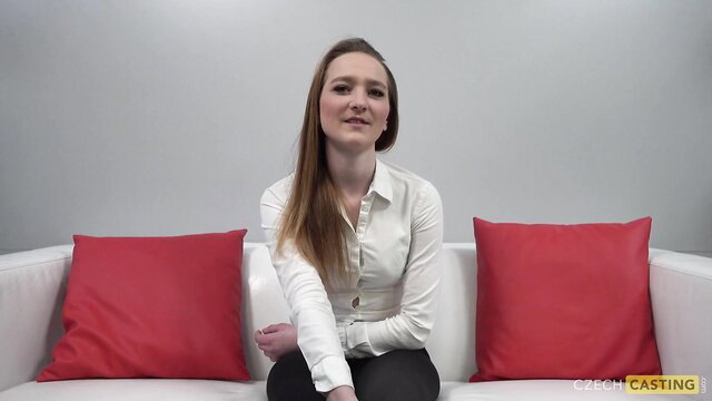 CzechCasting Tereza 1790 - cute amateur brunette in white blouse & pants interview