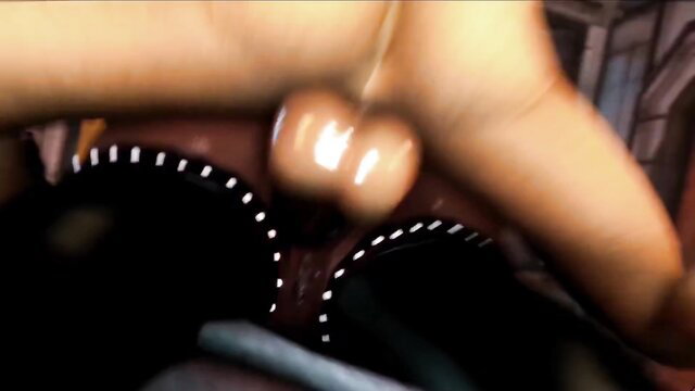 Goblin monster hentai babe with cherries on huge tits in lingerie