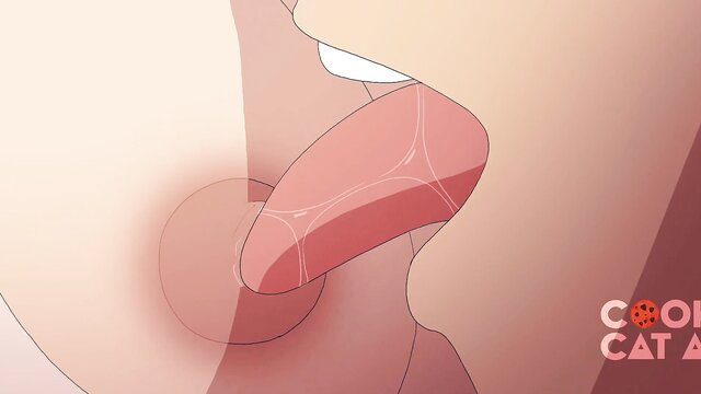 Cookiecatart's muscled jock licking thick cock, massive tits tease