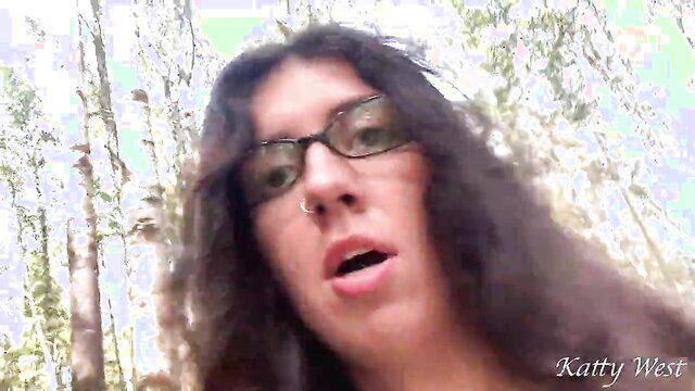 Katty West walks in public without panties, outdoor upskirt tease