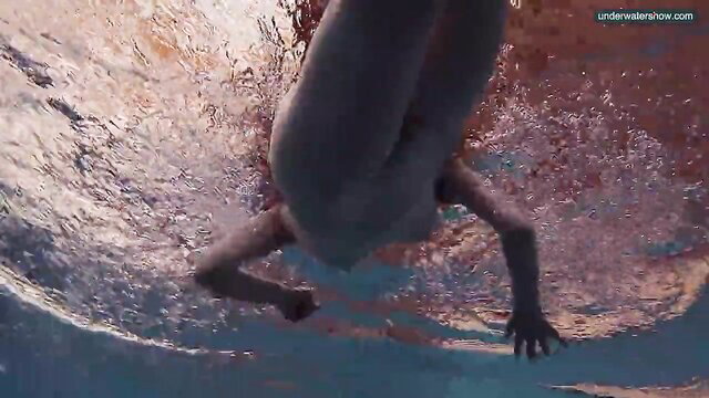 Moldovan beauty naked underwater pool dive, nude ass up