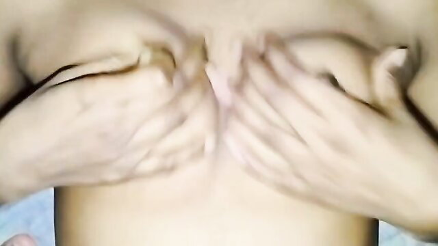 Desi college girl nude video call, squeezing tits for boyfriend