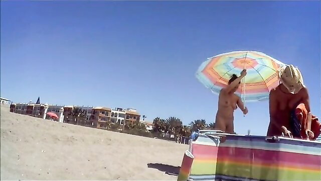 Sexy MILF perfect butt nude beach hidden cam voyeur
