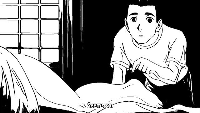 Hentai comic guy groping hot wife's thigh on bed